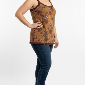 SARI Large Brown Poly Spandex Blend Cami